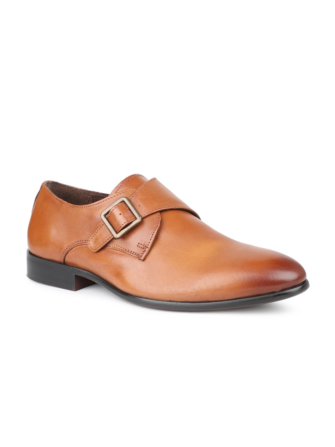 

ATESBER by Inc.5 Men Leather Formal Monk Shoes, Tan