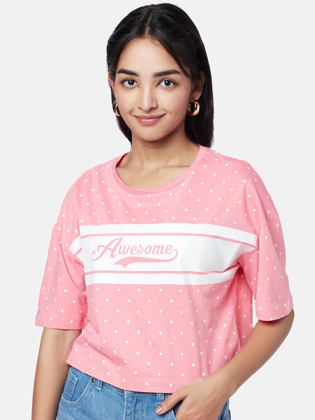 

YU by Pantaloons Cotton Print Top, Pink