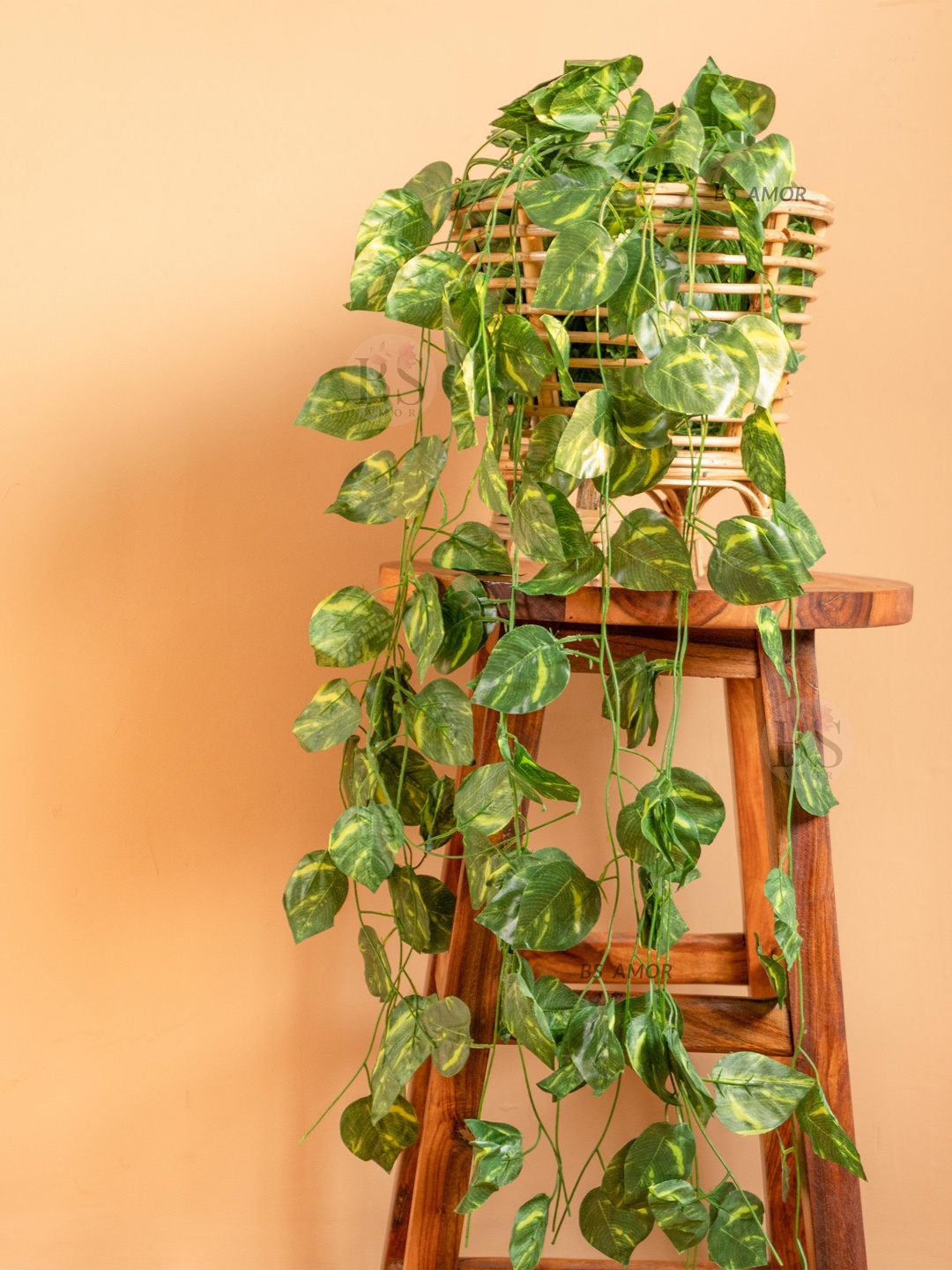 

BS AMOR Green Set Of 3 Strings Artificial Money Plant Creepers With Leaves