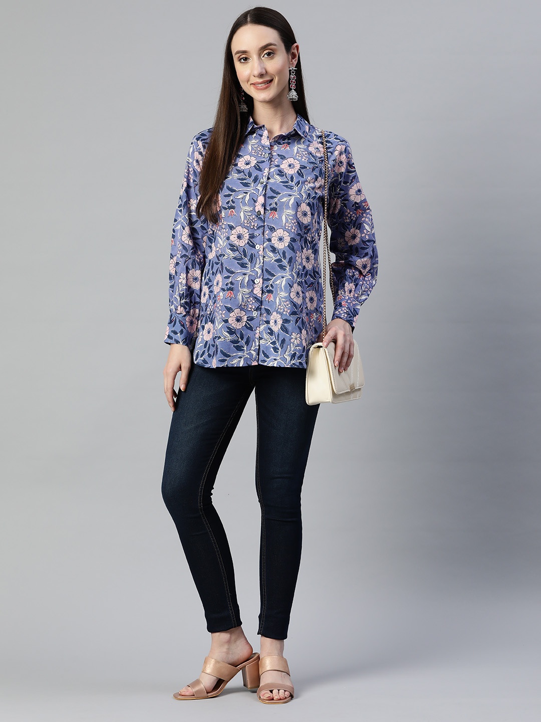 

Vasudha Women Relaxed Floral Printed Casual Shirt, Purple