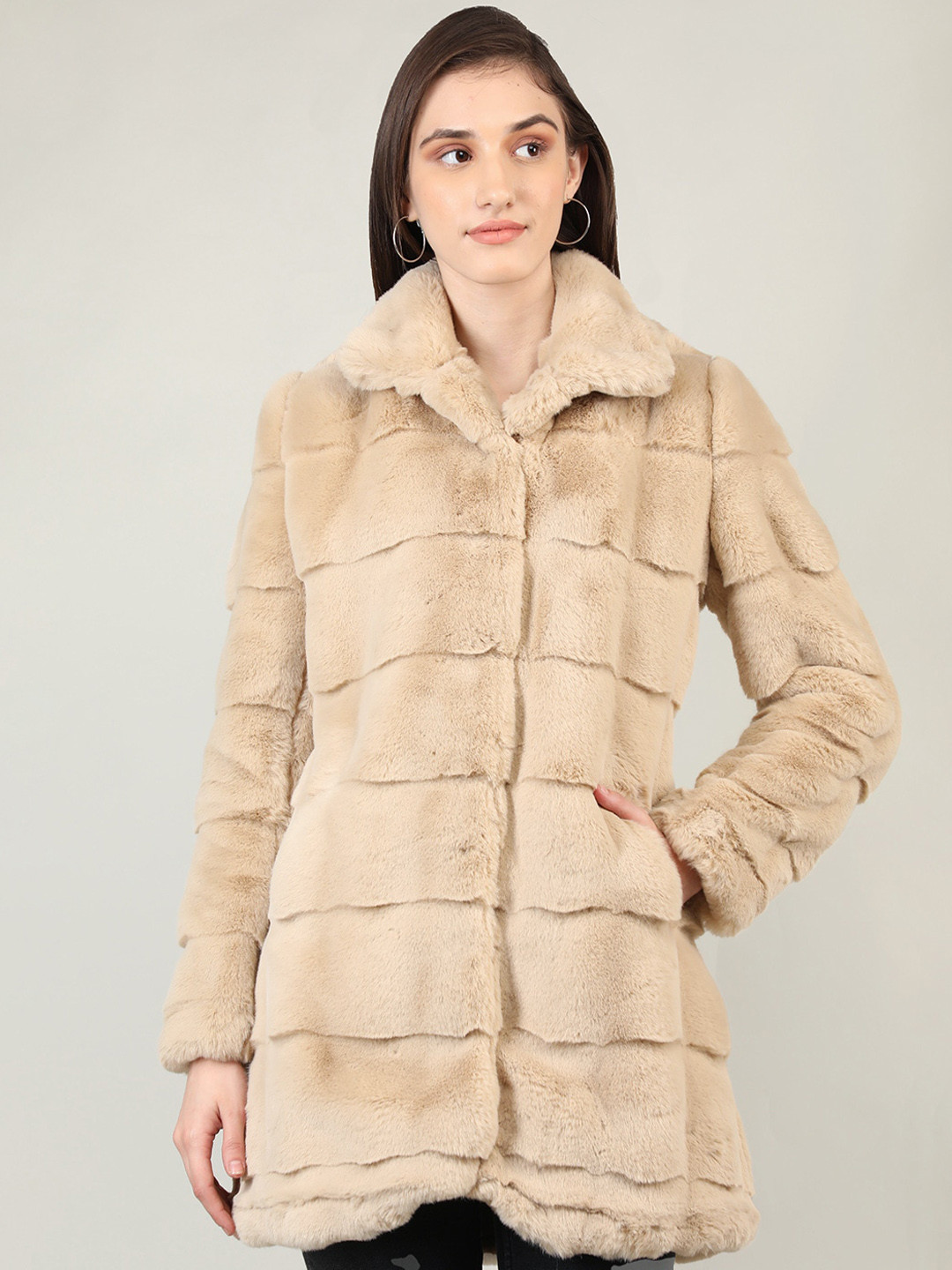 

LURE URBAN Women Winter Over Coat, Beige