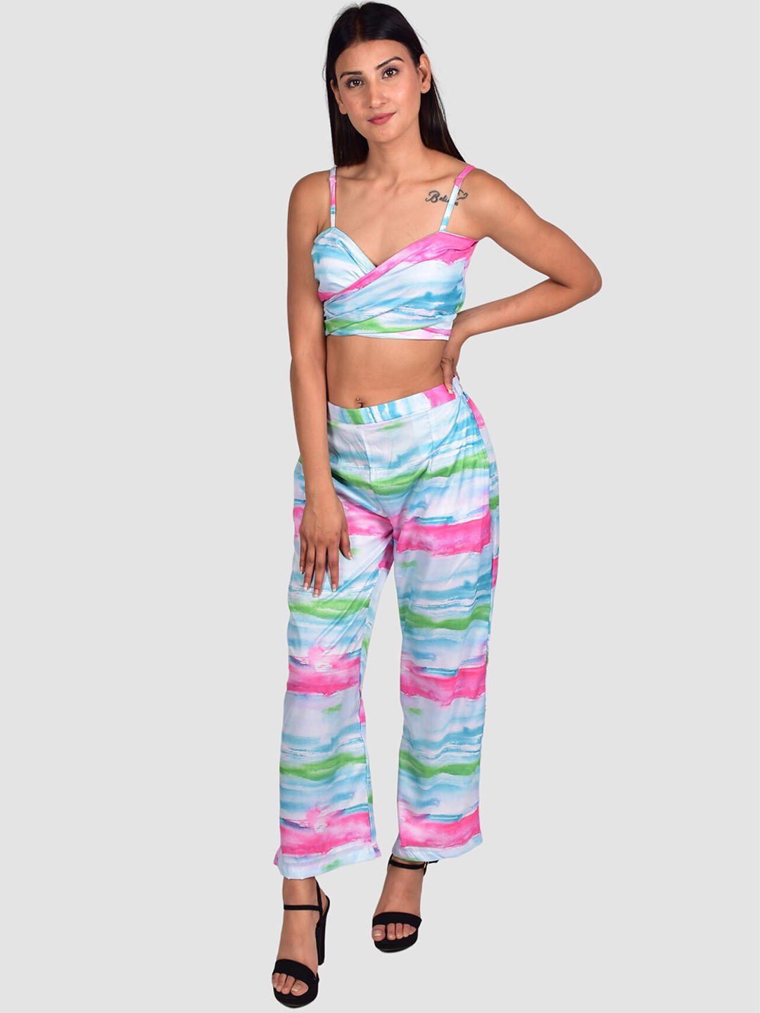 

Rajoria Instyle Women Printed Top with Trousers, Blue