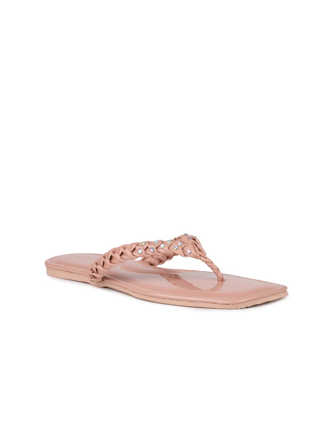 

DESIGN CREW Women Embellished T-Strap Flats, Pink