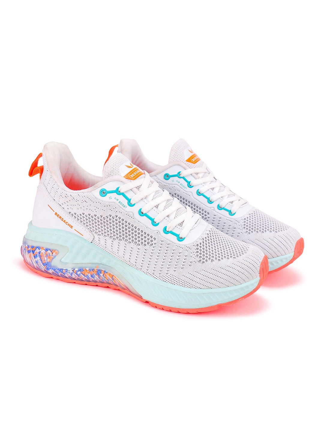 

BERSACHE Men White Running Shoes