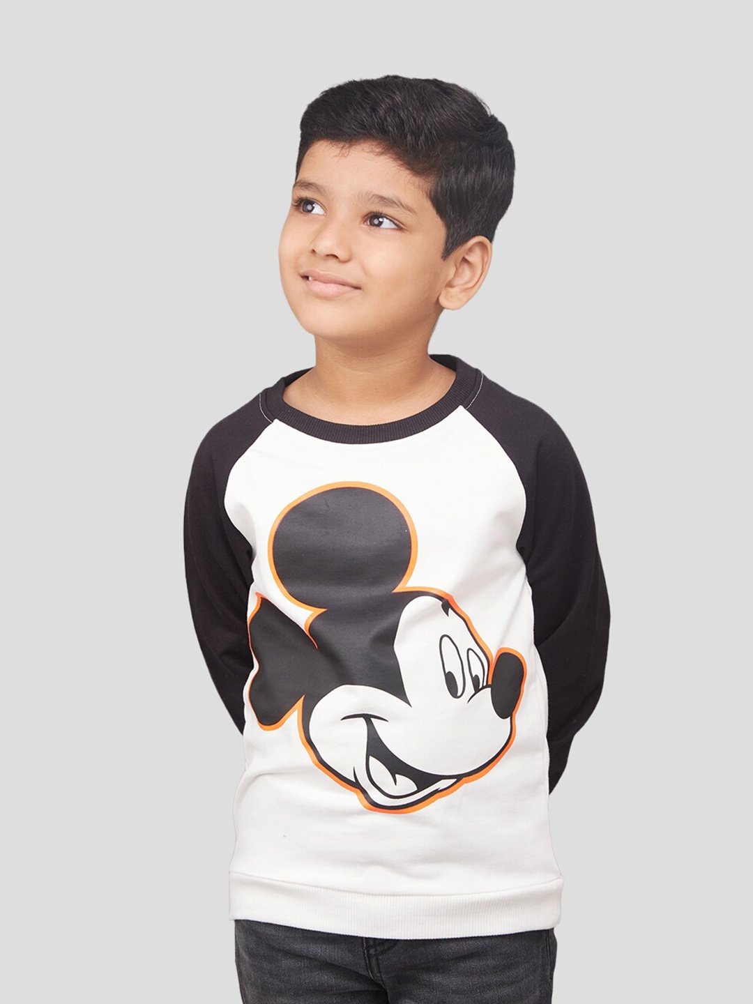 

Zalio Boys Mickey Mouse Printed Fleece Sweatshirt, Black