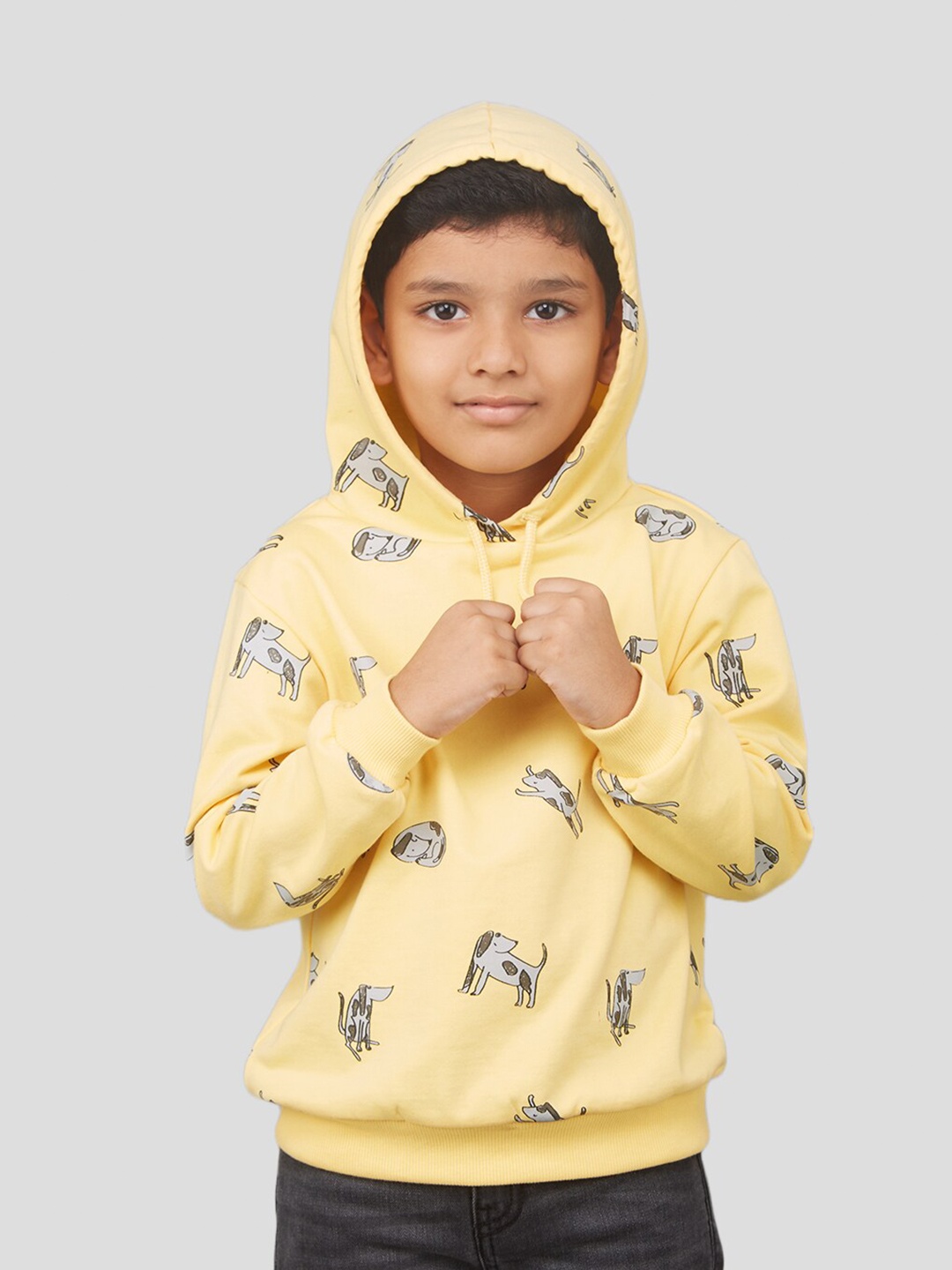 

Zalio Boys Printed Hooded Sweatshirt, Yellow