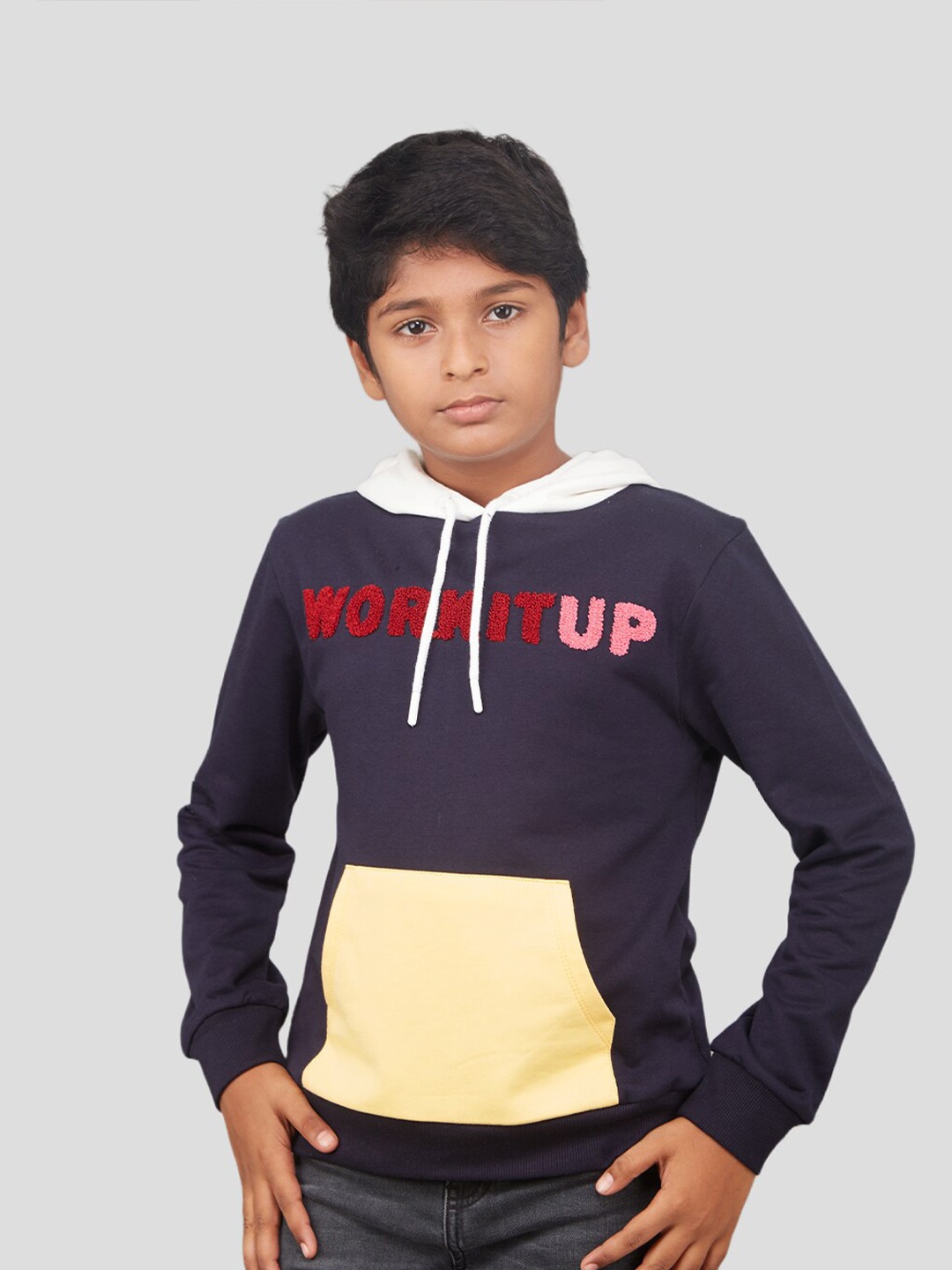

Zalio Boys Printed Hooded Sweatshirt, Navy blue
