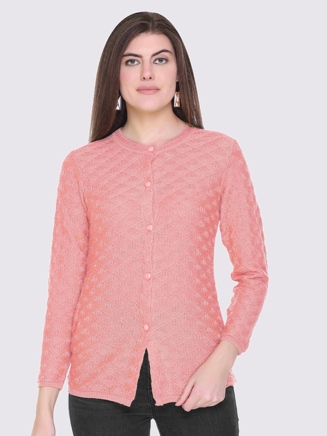

GODFREY Women Pink Cable Knit Cardigan