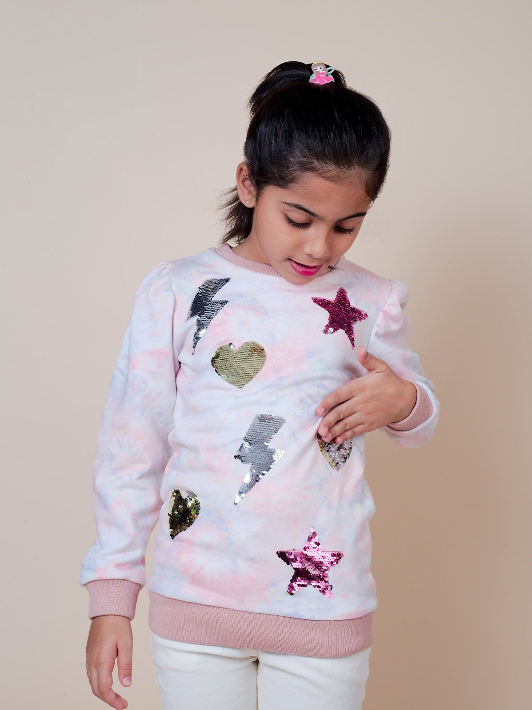 

Little Carrot Girls Tie and Dye Sweatshirt, Peach