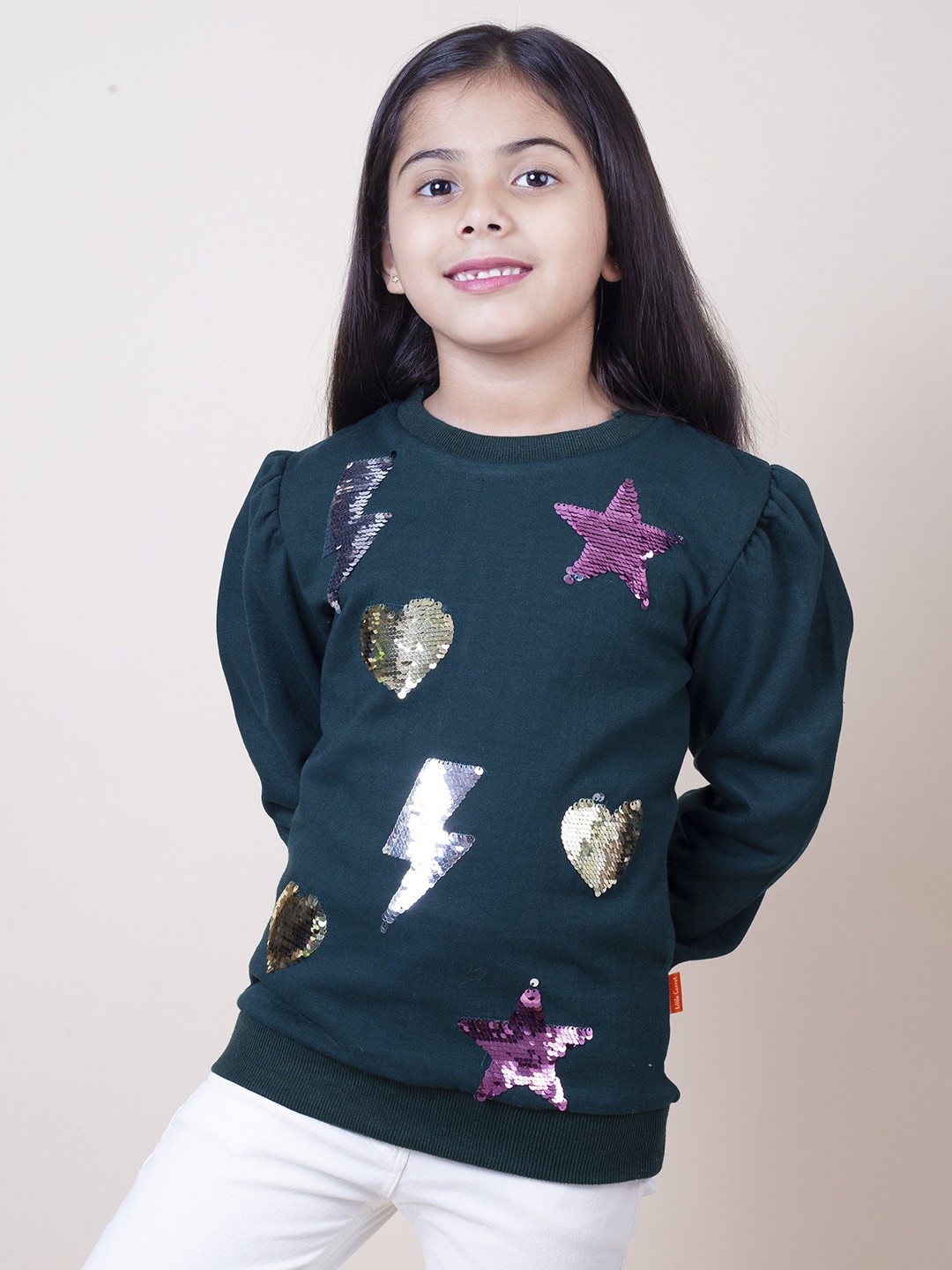 

Little Carrot Girls Sequinned Sweatshirt, Teal
