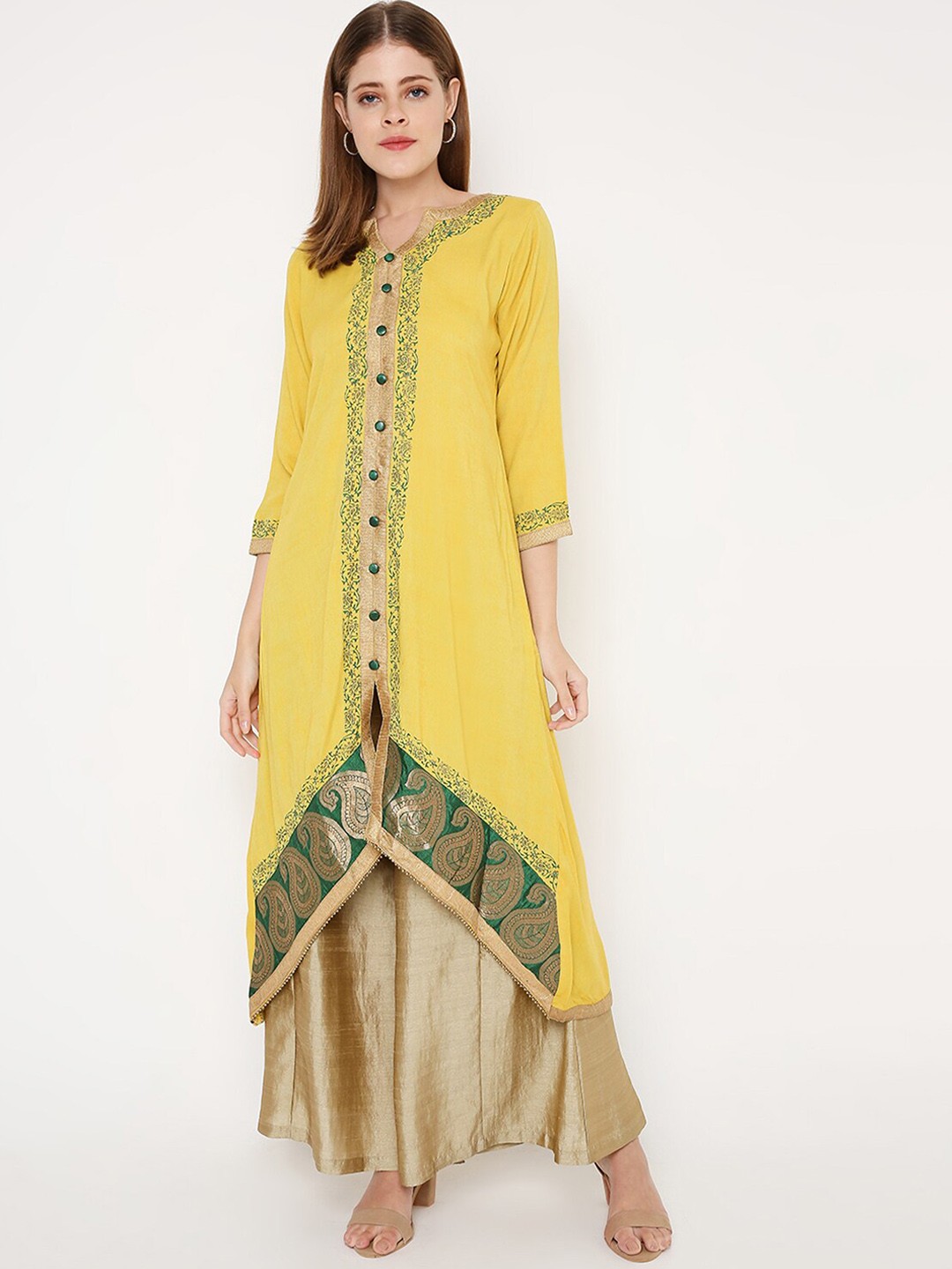 

Peppertree Ethnic Motifs Printed Cotton Kurta, Yellow