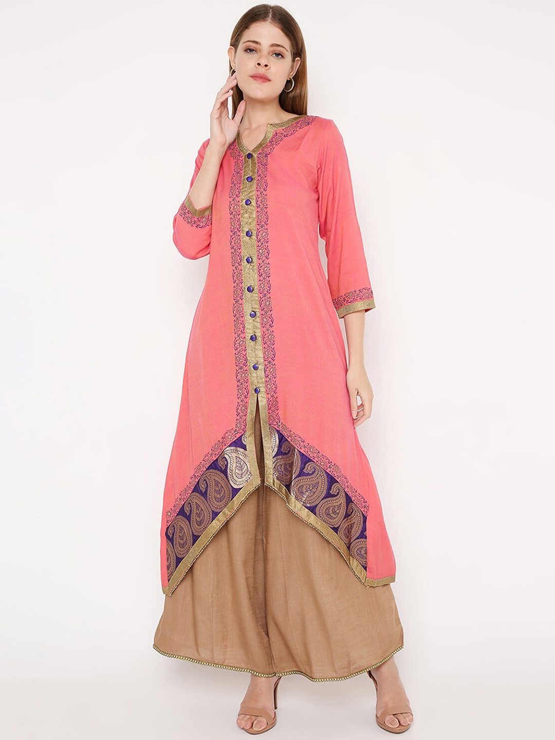 

Peppertree Ethnic Motifs Printed Kurta, Pink
