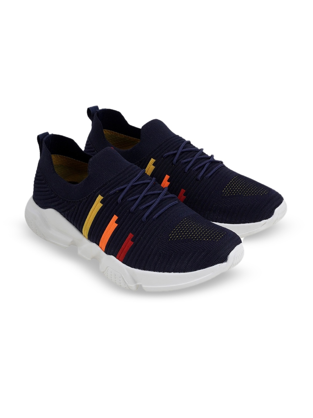 

TPENT Men Navy Blue Woven Design Sneakers