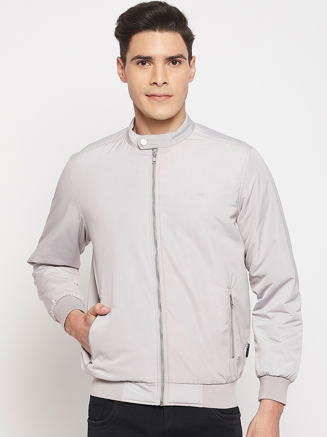 

Okane Men Lightweight Bomber Jacket, Grey