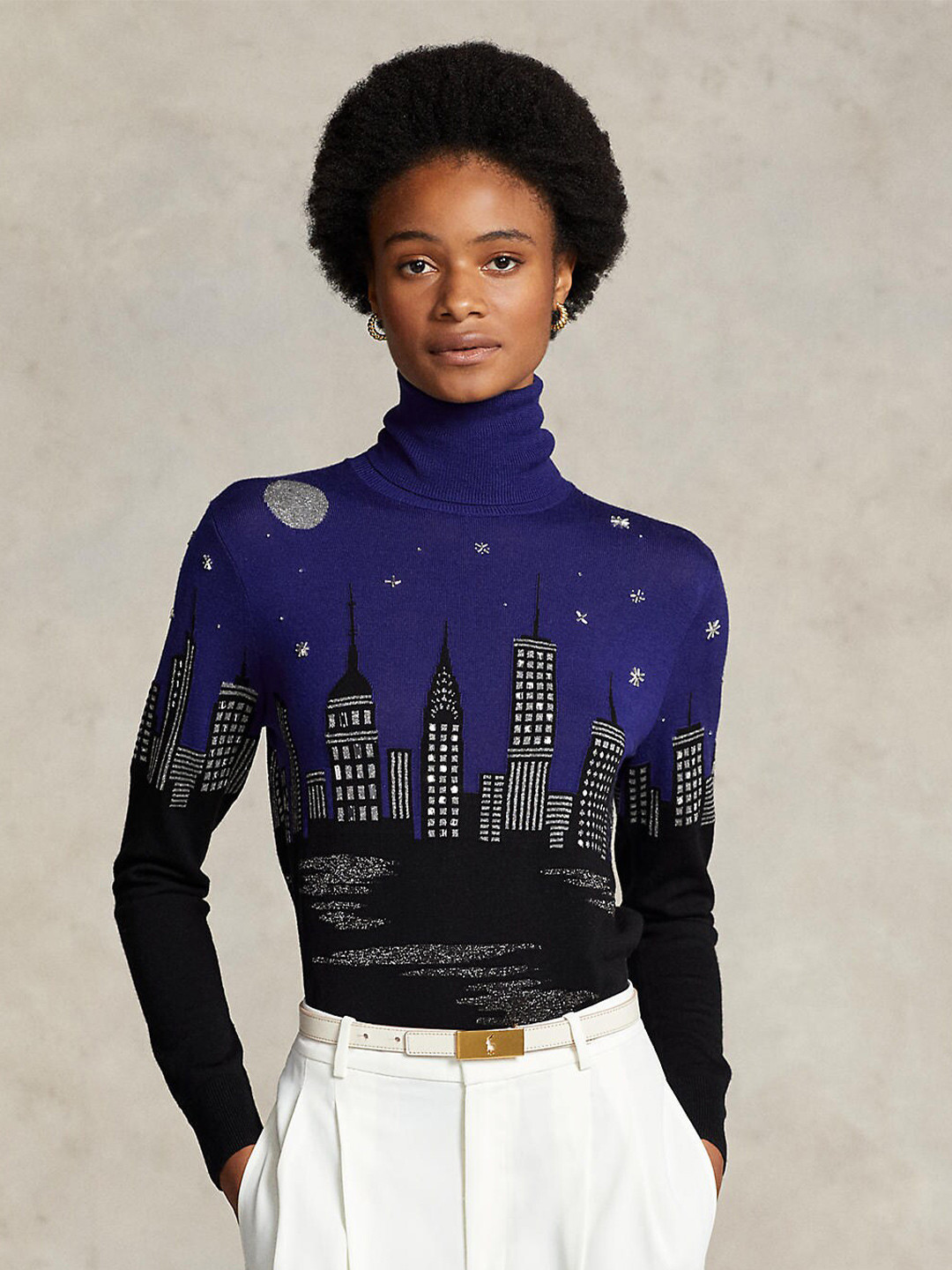 

Polo Ralph Lauren Women Printed Wool Pullover, Navy blue