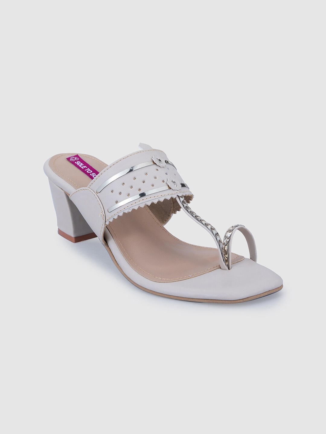 

Sole To Soul Ethnic Block Heels, Beige