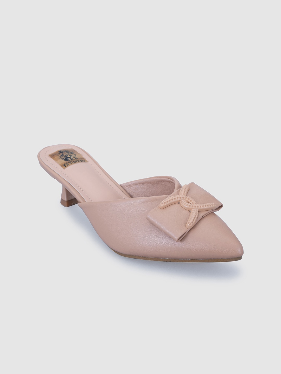 

Sole To Soul Kitten Heels with Bows, Beige
