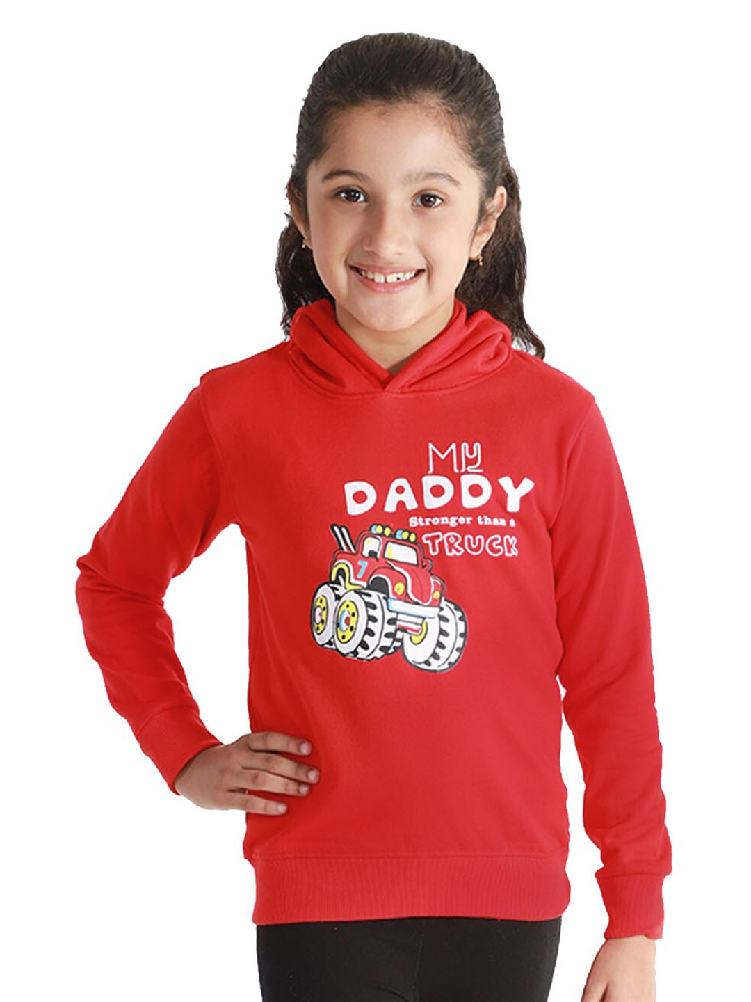 

Naughty Ninos Girls Printed Hooded Sweatshirt, Red