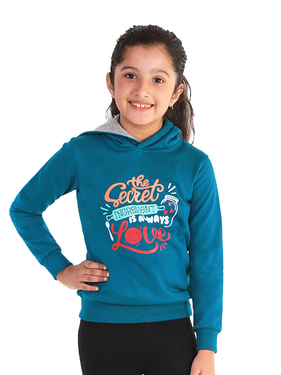 

Naughty Ninos Girls Printed Hooded Sweatshirt, Blue