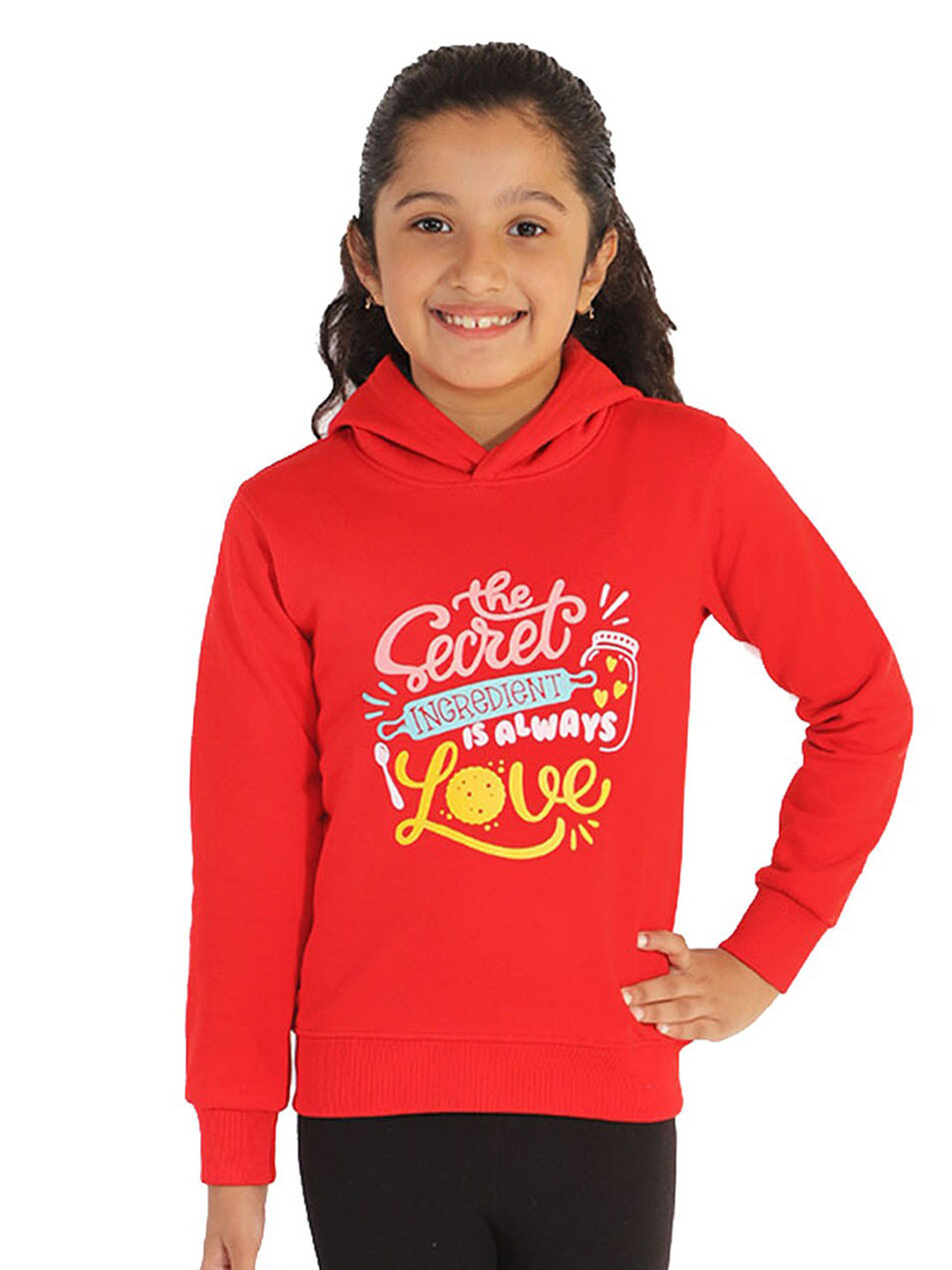 

Naughty Ninos Girls Printed Hooded Sweatshirt, Red
