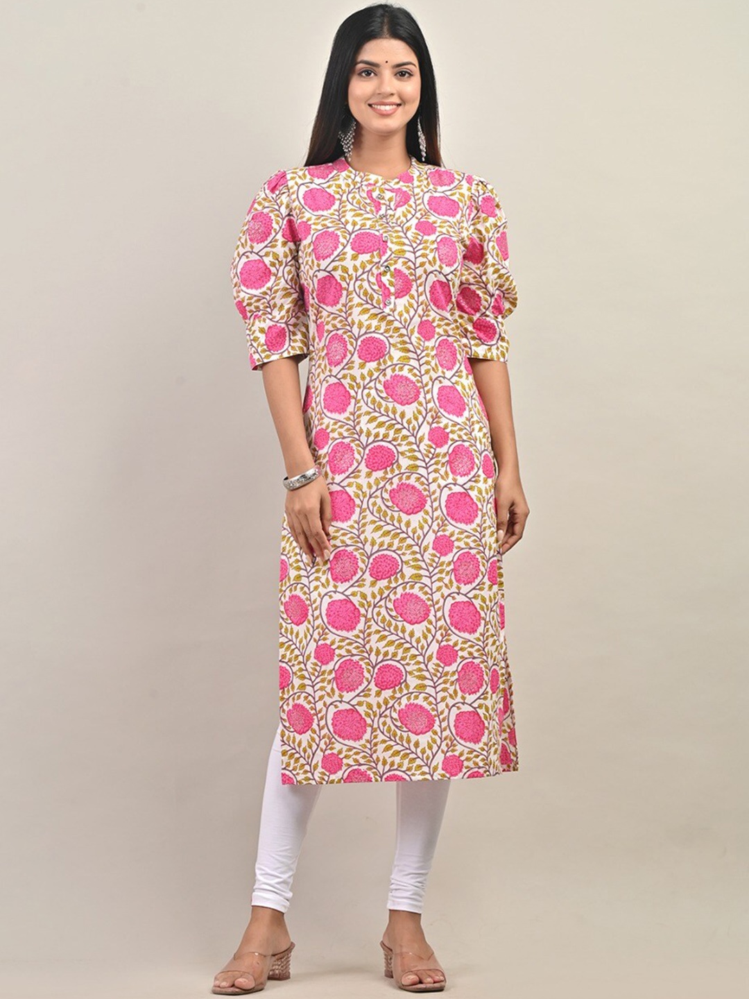 

Swasti Floral Printed Pure Cotton Kurta, White