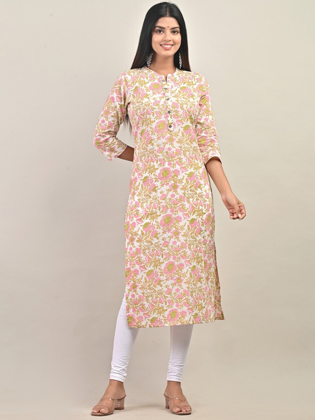 

Swasti Floral Printed Pure Cotton Kurta, White