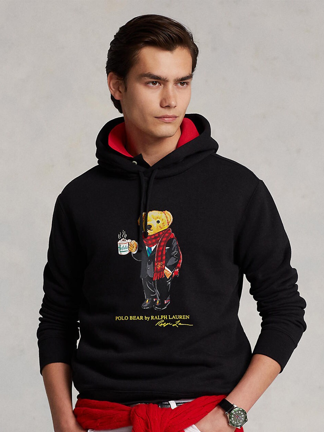 

Polo Ralph Lauren Men Printed Hooded Cotton Sweatshirt, Black
