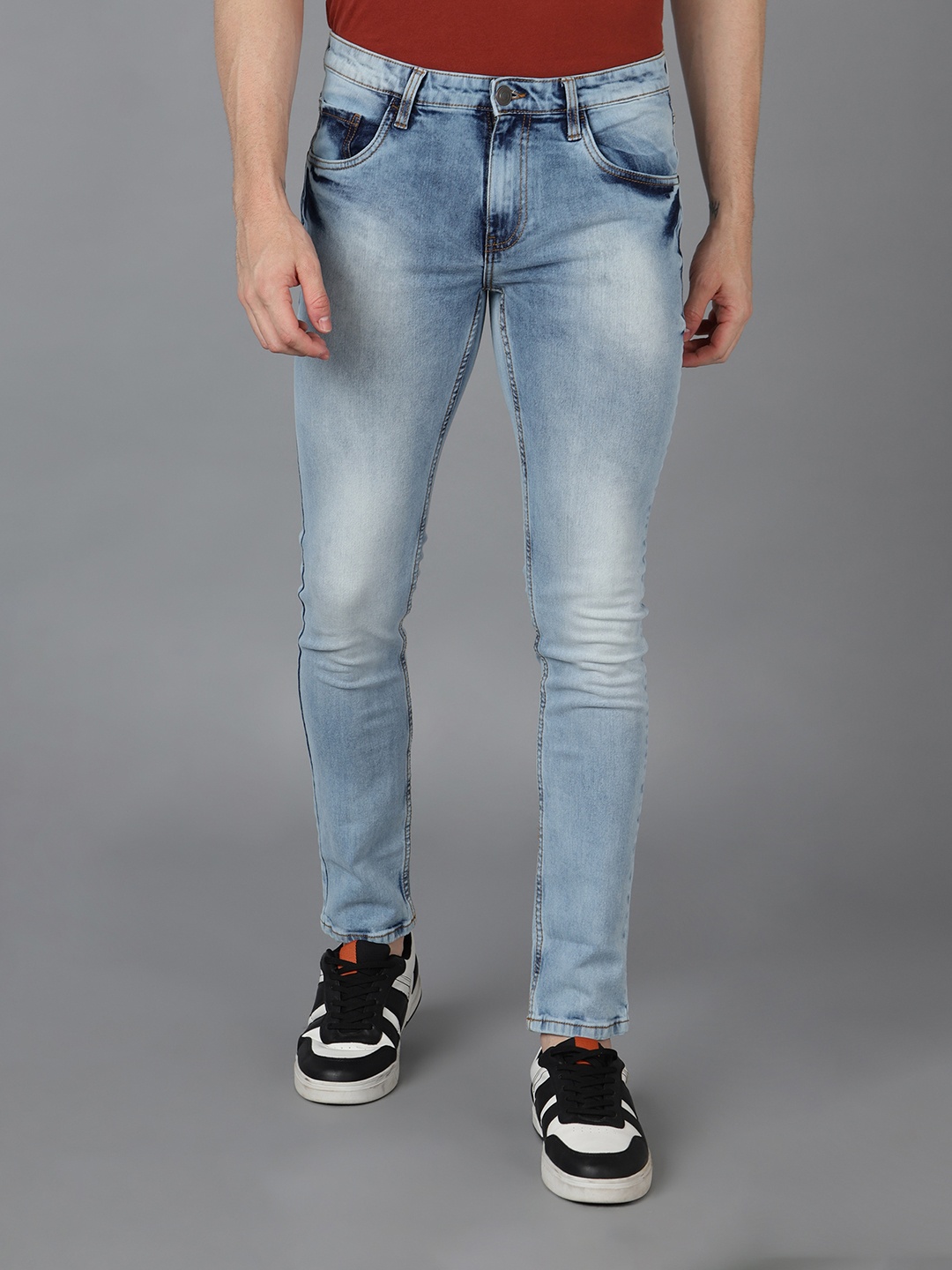 

Urbano Fashion Men Slim Fit Heavy Fade Stretchable Jeans, Blue