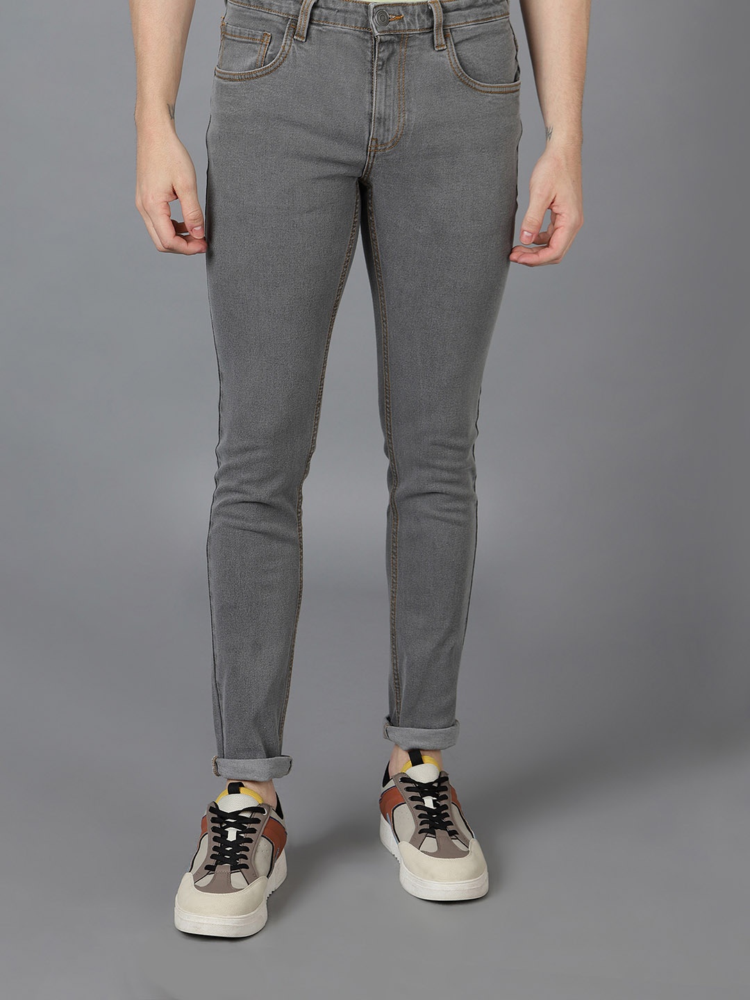 

Urbano Fashion Men Slim Fit Stretchable Cotton Jeans, Grey