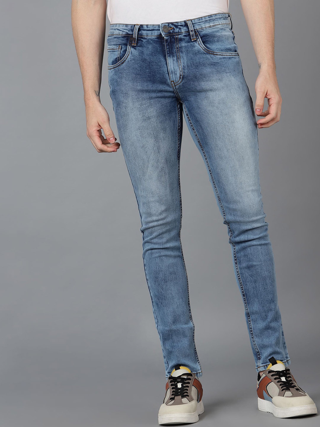 

Urbano Fashion Men Slim Fit Heavy Fade Stretchable Cotton Jeans, Blue