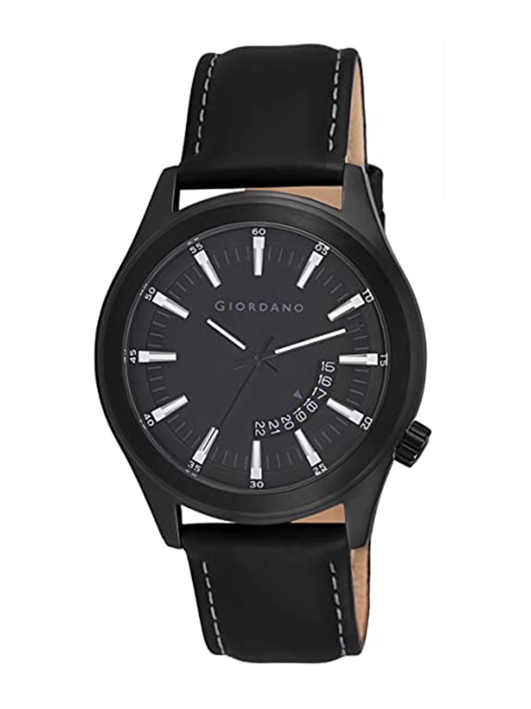 

GIORDANO Leather Straps Analogue Watch, Black