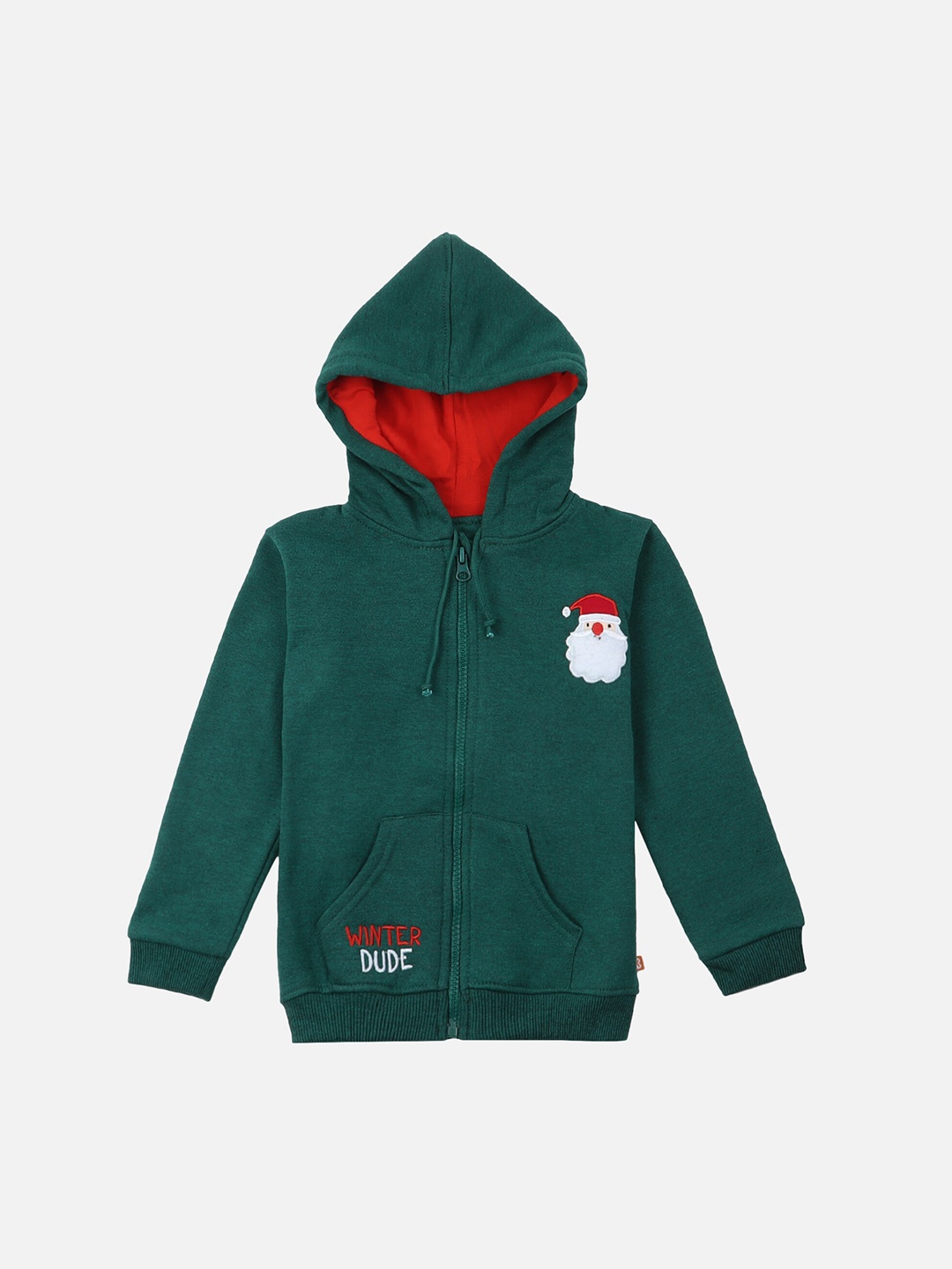 

Bodycare Kids Boys Green Cotton Crop Bomber with Embroidered Jacket