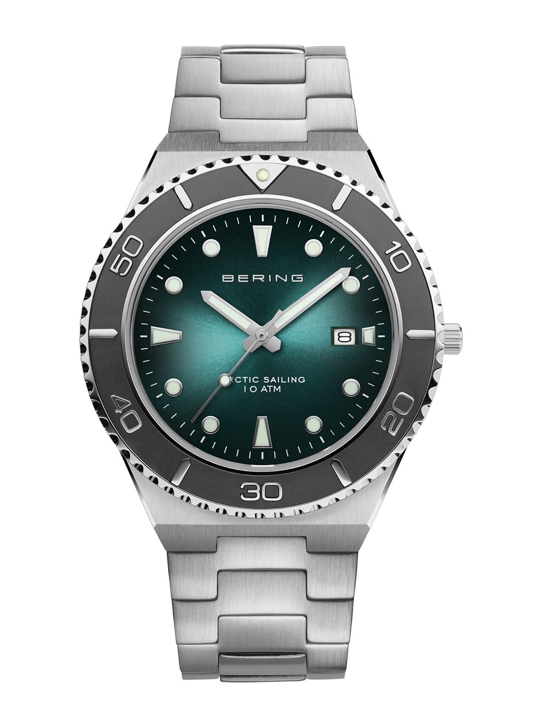 

BERING Men Mother of Pearl Dial Stainless Steel Bracelet Style Straps Analogue Watch 18940-708, Silver