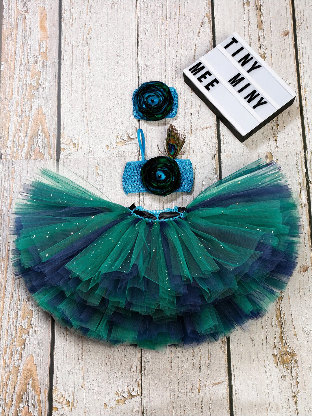 

TINY MINY ME Girls Embellished Top with Skirt, Green