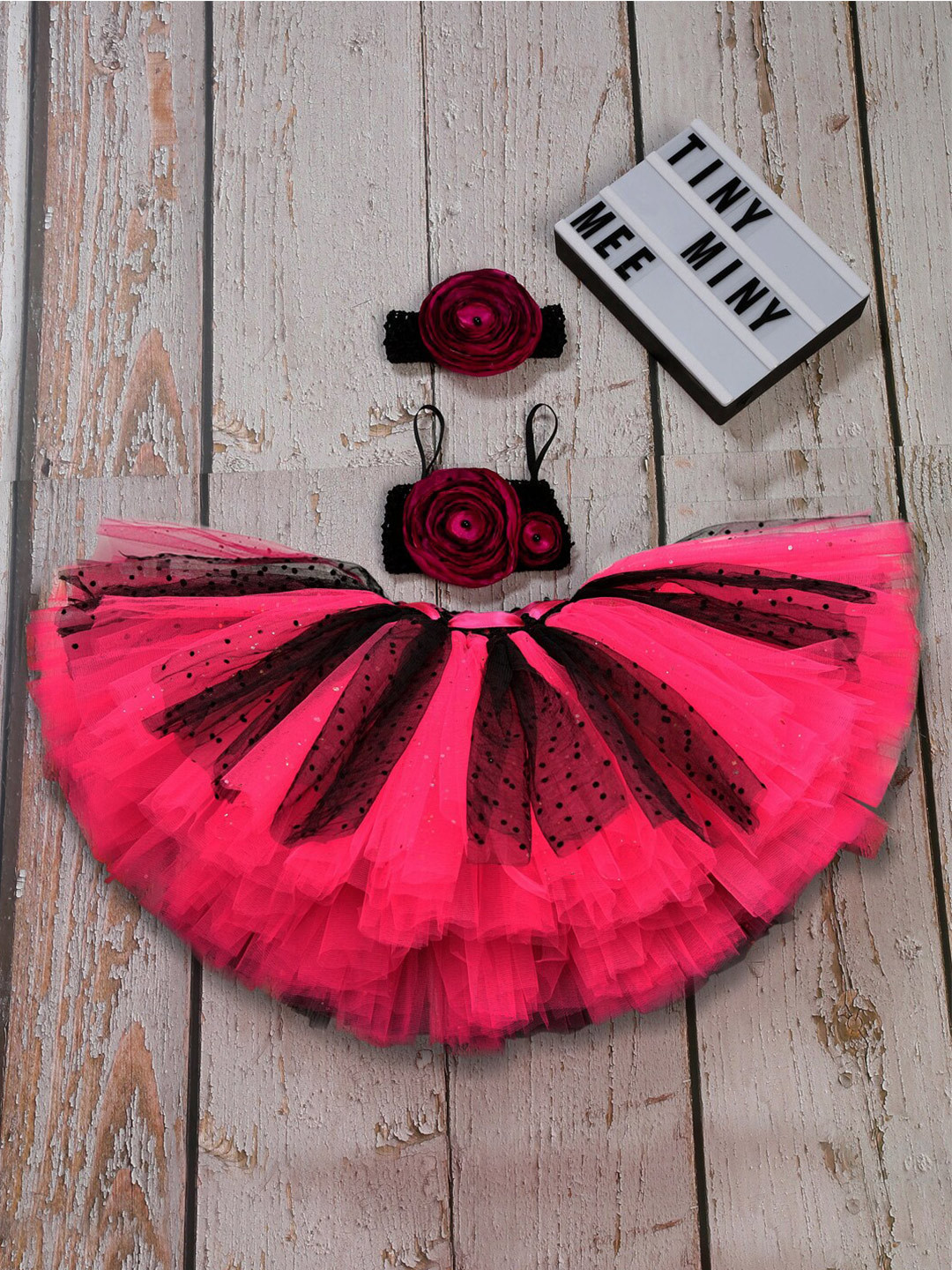 

TINY MINY ME Girls Embellished Top with Skirt, Fuchsia