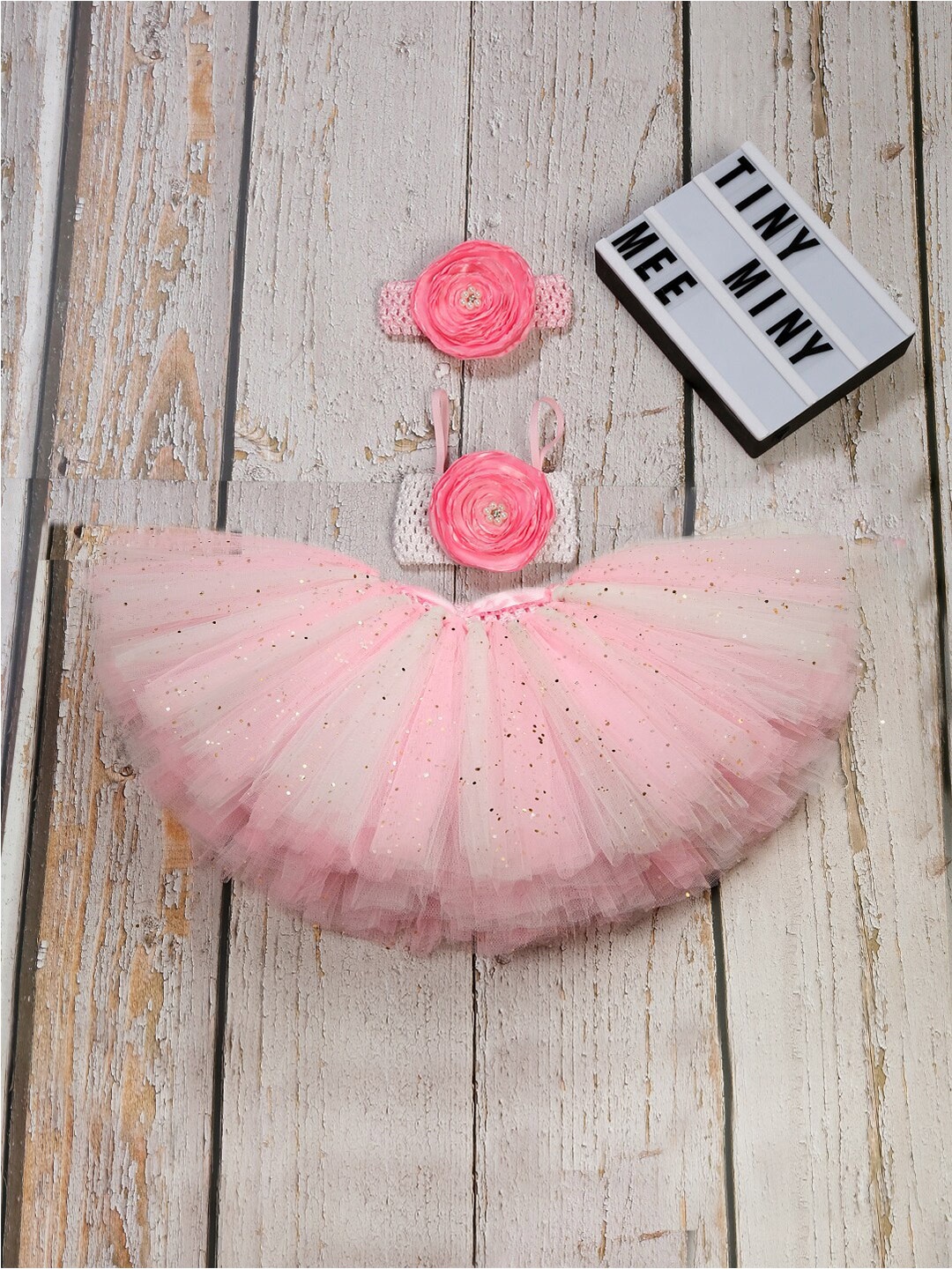 

TINY MINY ME Girls Embellished Top with Skirt, Pink