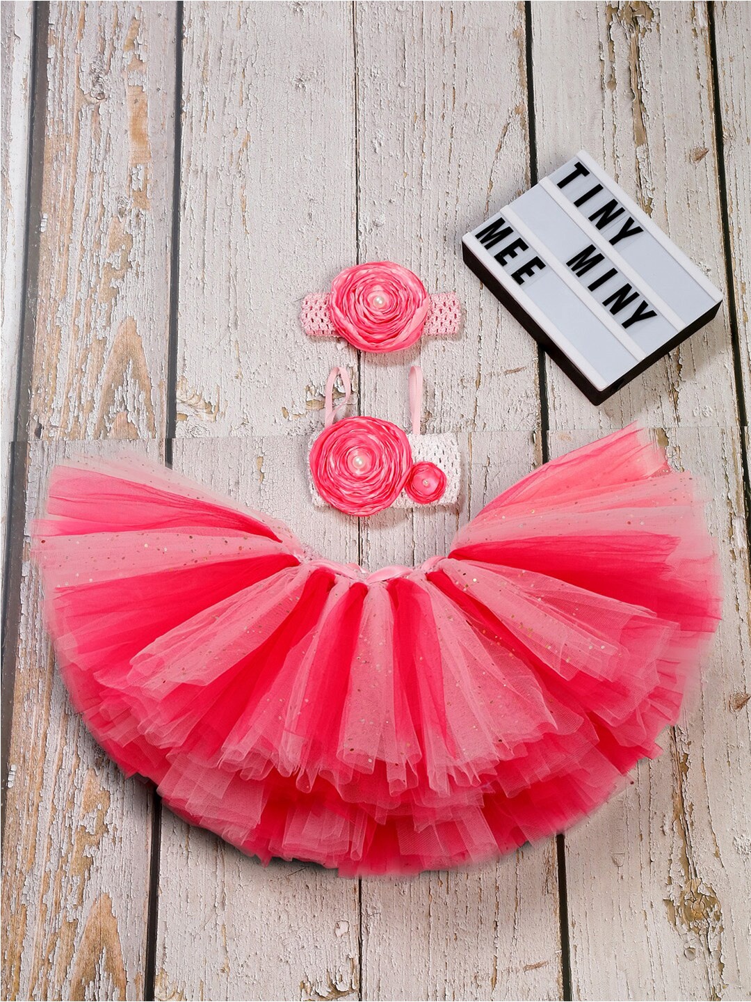 

TINY MINY ME Girls Embellished Top with Skirt, Pink