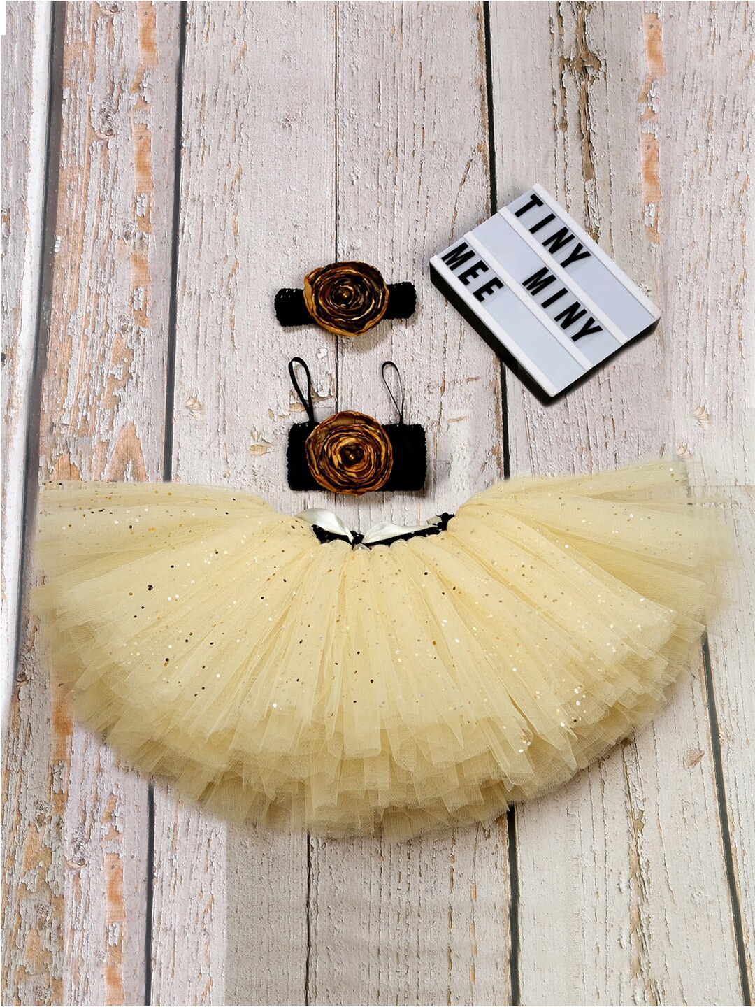 

TINY MINY ME Girls Embellished Top with Skirt, Gold