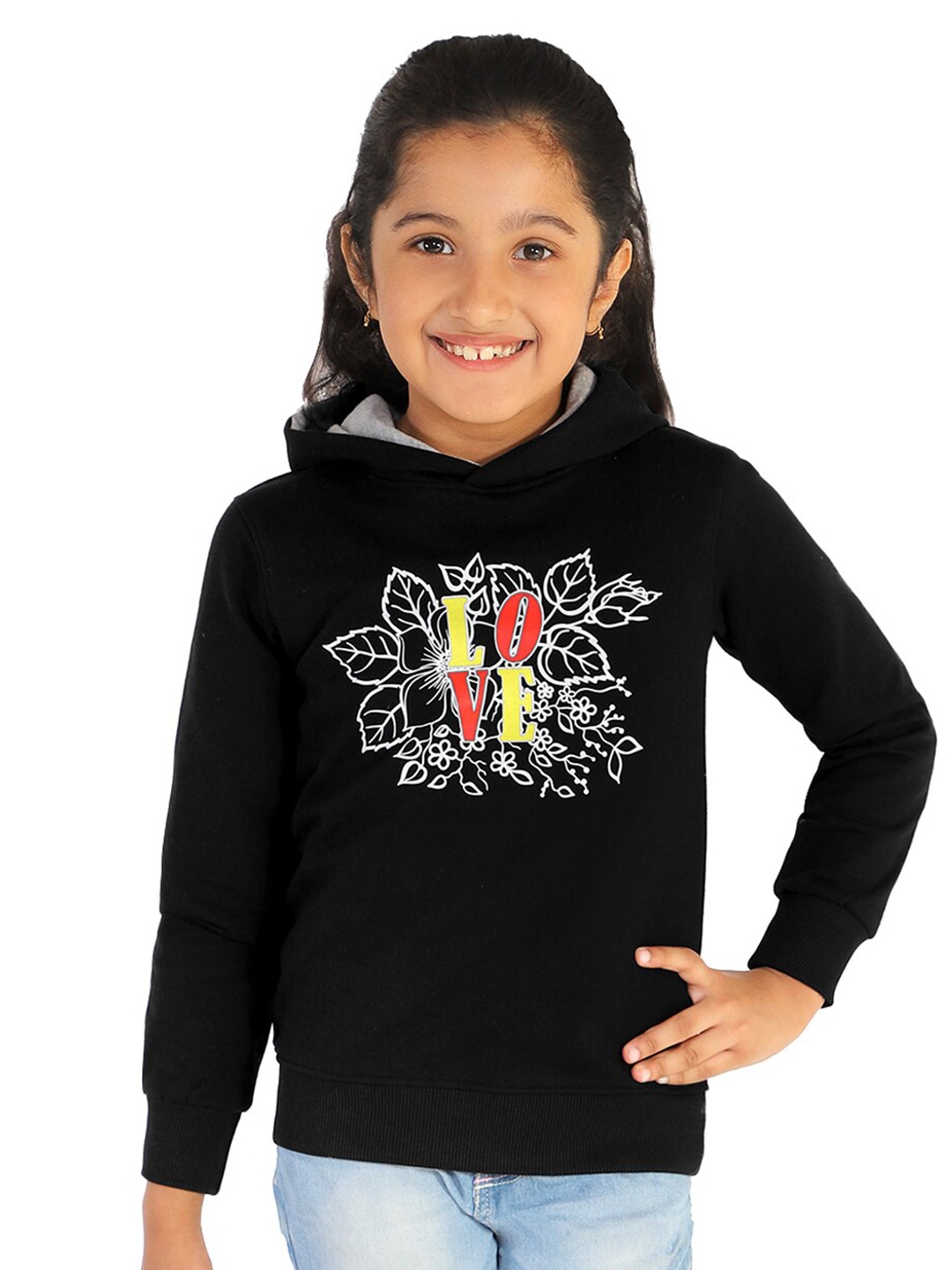 

Naughty Ninos Girls Printed Hooded Sweatshirt, Black