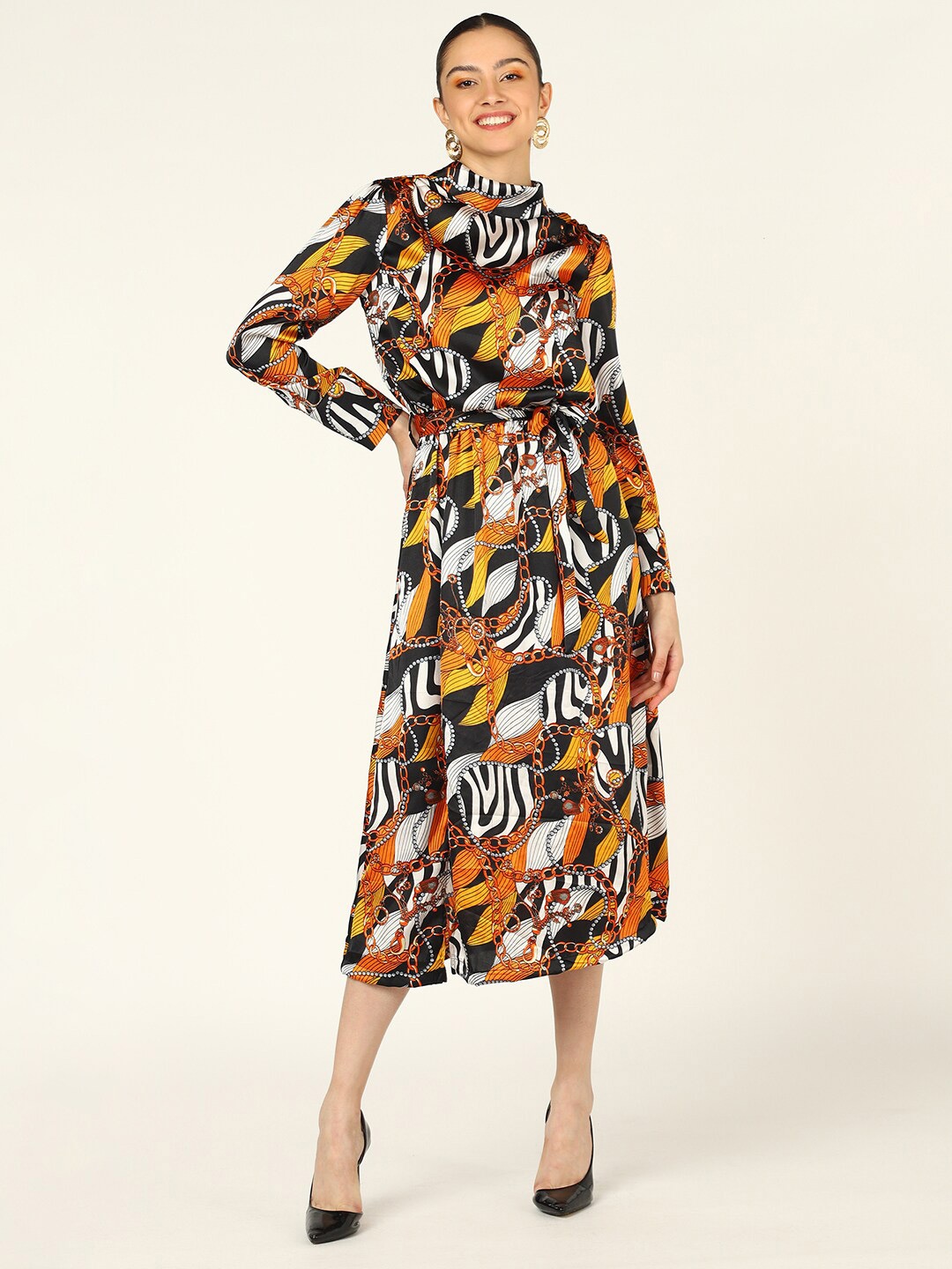 

DODO & MOA Satin Midi Dress, Black