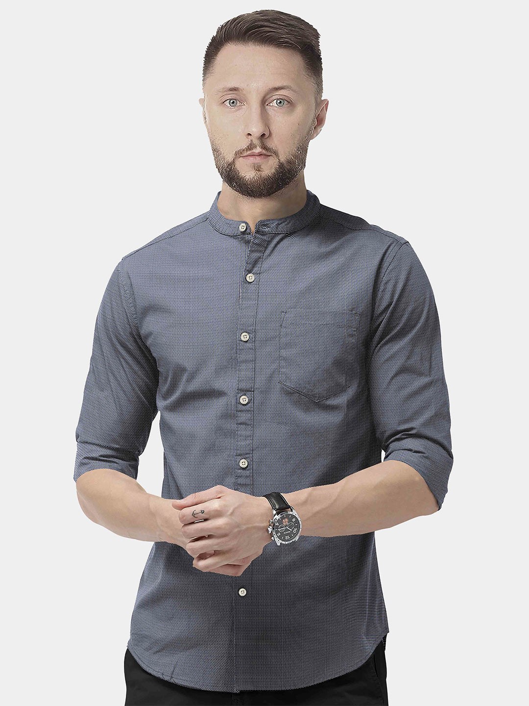 

FRENCH CROWN Men Blue Standard Formal Shirt