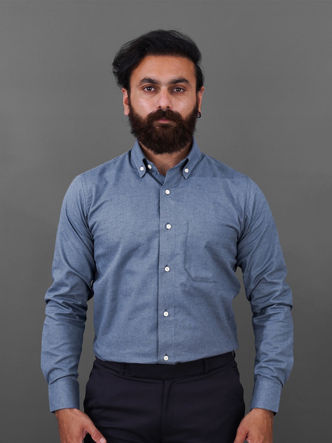 

FRENCH CROWN Men Blue Standard Formal Shirt