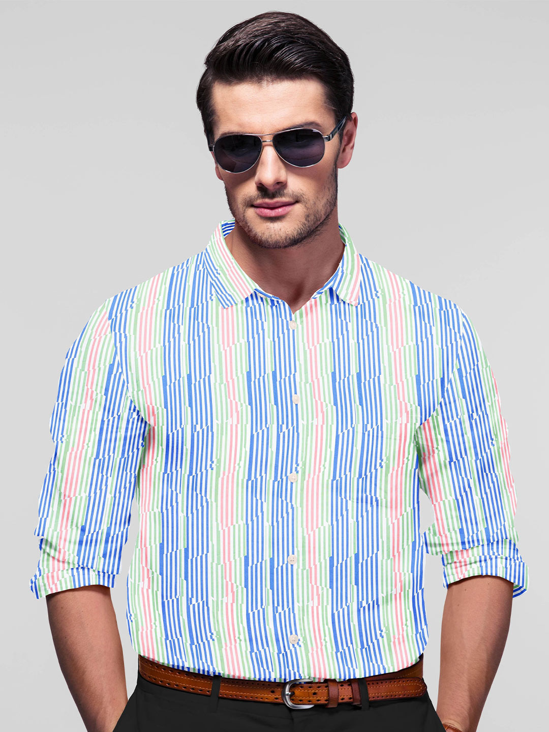 

FRENCH CROWN Men Multicoloured Standard Striped Formal Shirt, Multi