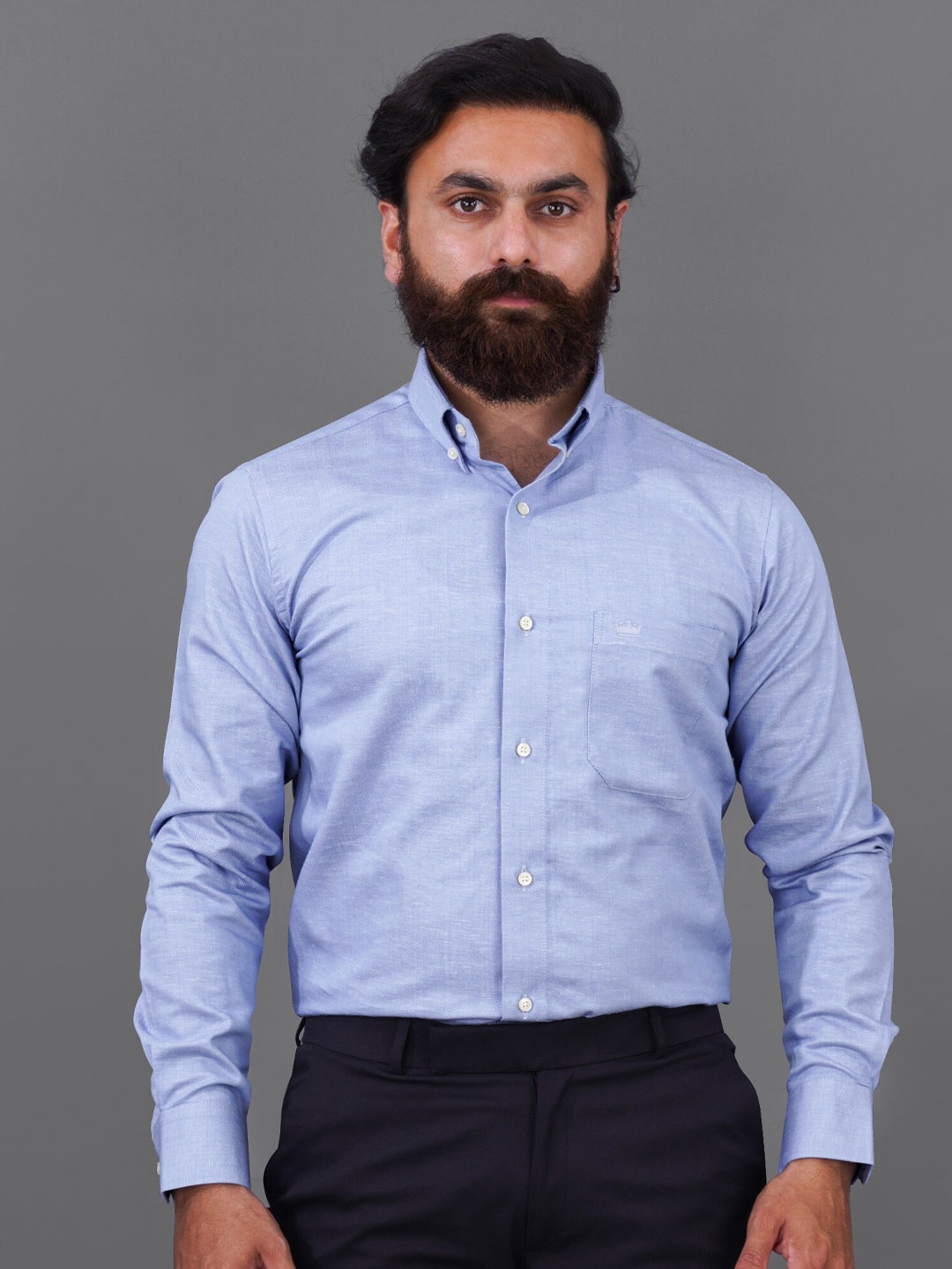 

FRENCH CROWN Men Standard Cotton Formal Shirt, Blue