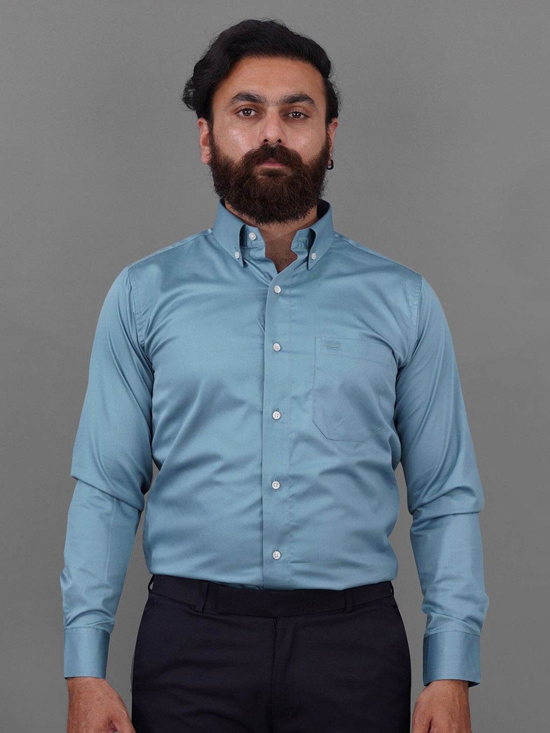 

FRENCH CROWN Men Cotton Standard Formal Shirt, Blue