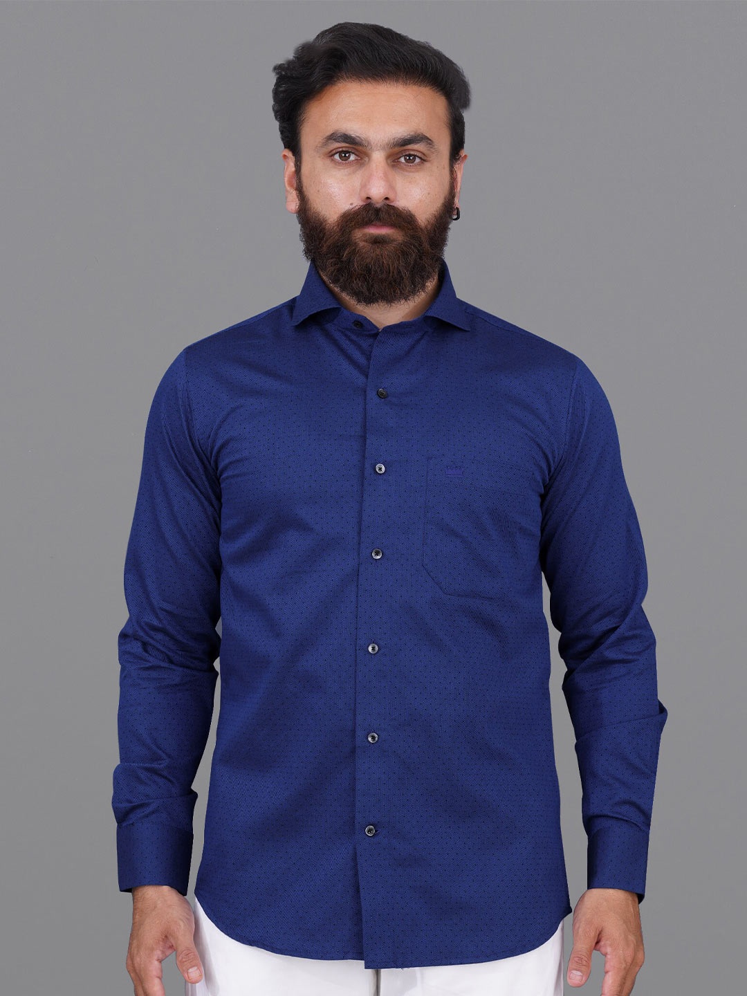 

FRENCH CROWN Men Printed Cotton Standard Casual Shirt, Blue