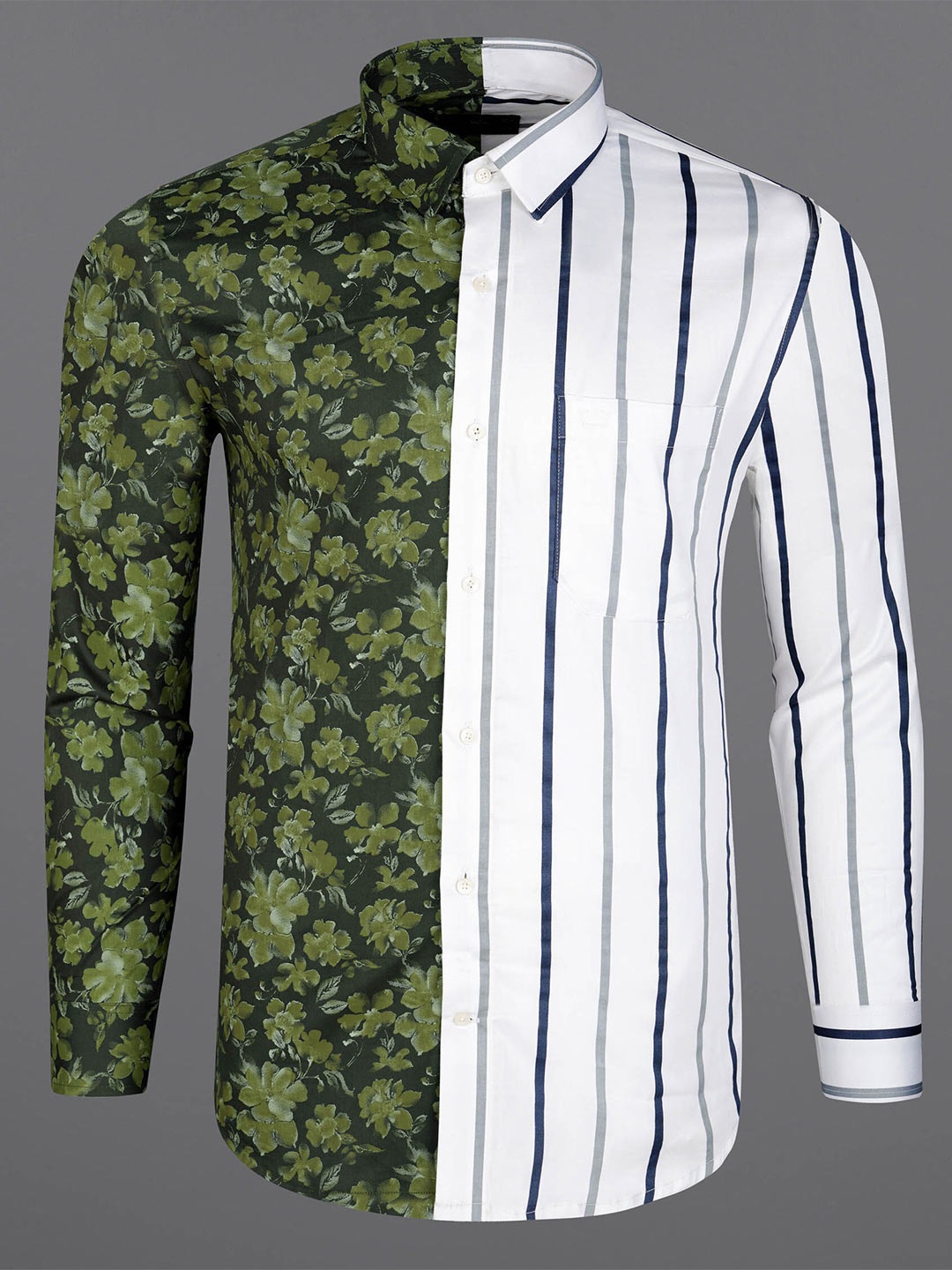 

FRENCH CROWN Men Printed Cotton Casual Shirt, White