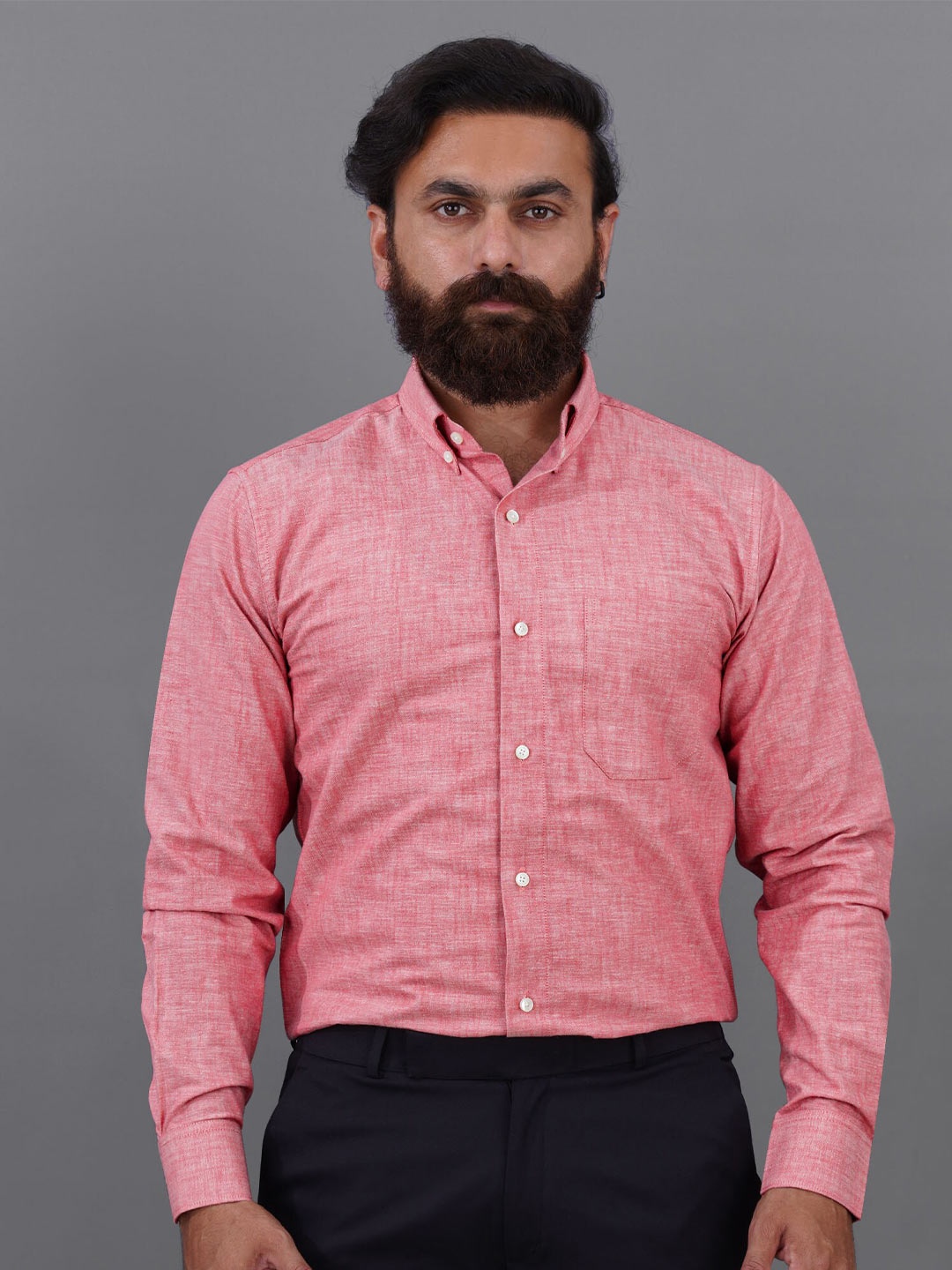 

FRENCH CROWN Men Cotton Standard Casual Shirt, Pink