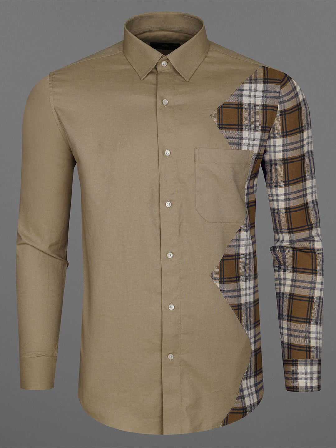 

FRENCH CROWN Men Cotton Standard Casual Shirt, Brown
