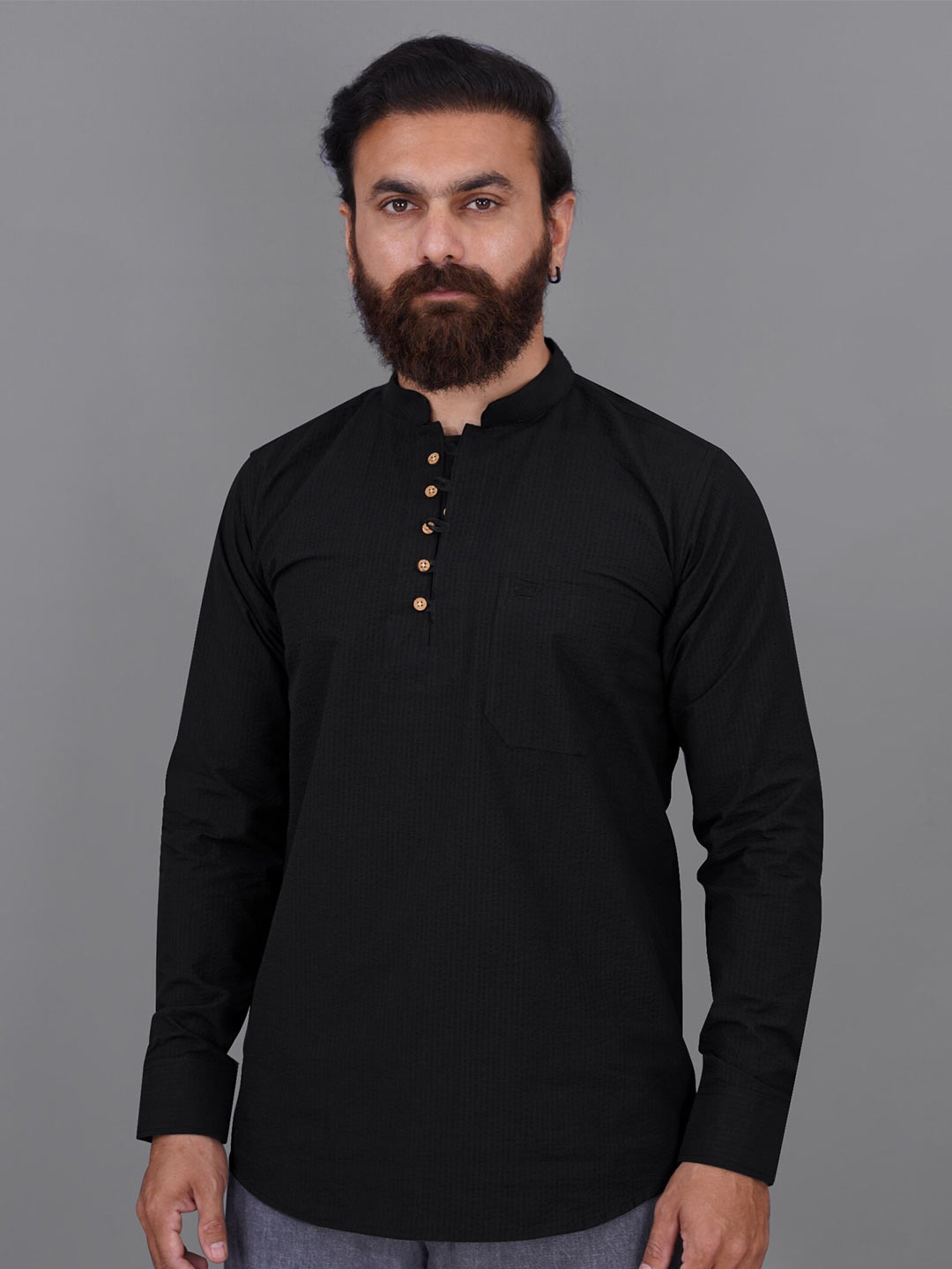 

FRENCH CROWN Men Cotton Standard Casual Shirt, Black